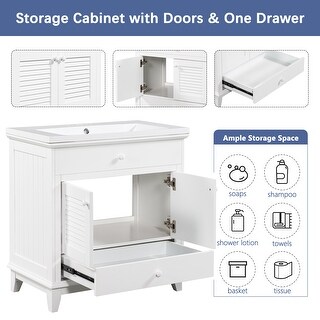30" Bathroom Cabinet Base Only Storage Cabinet with 1 Drawer - Bed Bath & Beyond - 39187168